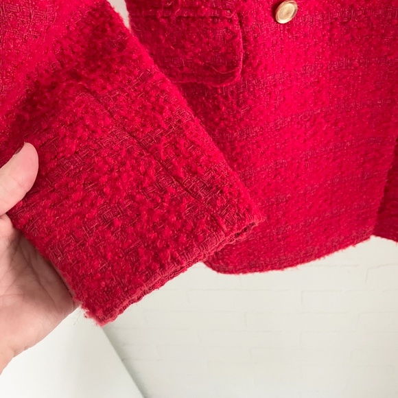 LC Waikiki Vision Women's Blazer Tweed Jacket Chanel vibe Double breasted Red S - Picture 14 of 16